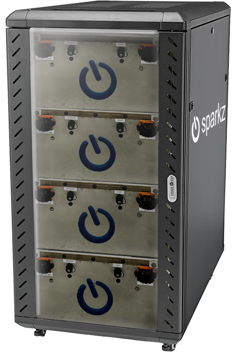 Four SparkzCores inside a rack