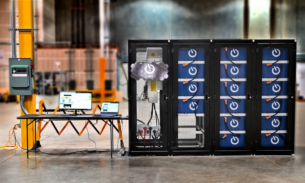 A photo of the SparkzQube560 connected to power
